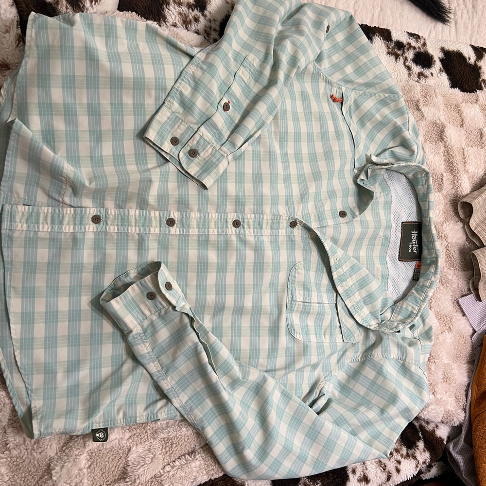 Howler Brothers Green Plaid Button-Up Fishing Shirt